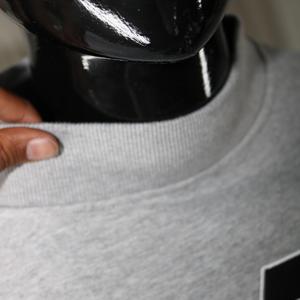 Sweat-shirt à col montant gris chiné GARCIA, broderie appliquée bleu marine, col large, URBAN PRODUCTIONS - Product Image 6