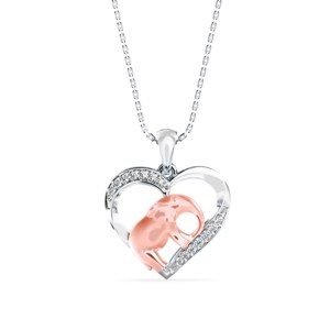 Un magnifique collier pendentif en argent 925 avec un éléphant à l'intérieur d'un cœur en moissanite, un cadeau d'anniversaire classique. - Product Image 3