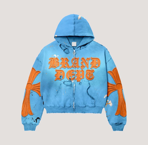 Sudadera con capucha de invierno con cremallera, de alta calidad, con logotipo personalizado serigrafiado, 100% algodón, forro polar, estilo vintage, teñido liso, al por mayor - Product Image 4