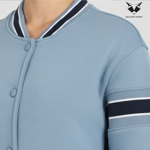 Light Blue Color Newest Premium Quality Best Supplier Contrast Color <b>Single</b> Breasted Casual College Baseball Varsity Jackets - Product Image 5