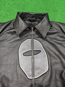 Custom Men's Embroidery Patches High Quality <b>Leather</b> Waterproof Bomber Custom Zipper Classic Street Varsity <b>Real</b> <b>Leather</b> <b>Jacket</b> - Product Image 5