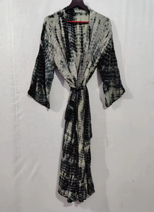 Nuevo Vestido Kimono Boho 2026 para Mujer, Hecho a Mano, con Estampado Floral Tie Dye, Kaftán Natural, Ecológico, Transpirable, Lavable, Talla Única - Product Image 3