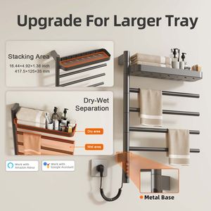 SIOYIE Porte-serviettes électrique mural intelligent, sèche-serviettes chauffant rotatif avec barres pivotantes et minuterie intelligente pour salle de bain - Product Image 5