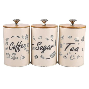 Farmhouse Galvanized Steel Canister Set With <b>Decorative</b> Copper Ring Vintage Gray Metal Food Storage Tin For <b>Kitchen</b> <b>Decor</b> Handle - Product Image 6