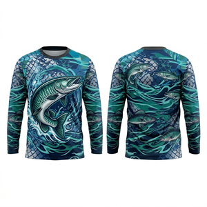 Vente en gros de maillots de pêche personnalisés 100% polyester respirant, de haute qualité, sublimés, à manches longues, avec protection UV - Product Image 4