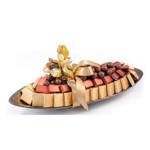 Bandeja de Servir Metálica de Lujo con Forma de Barco, Plato Decorativo Martillado para Chocolates, Frutos Secos, Regalos, Centro de Mesa para Bodas y Fiestas - Product Image 1