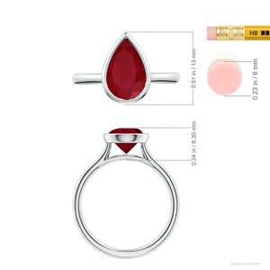 Anillo de Compromiso Solitario con Rubí en Forma de Pera, Engastado en Oro Sólido de 14K, Hecho a Mano, Joyería Fina Personalizada para Boda - Product Image 4