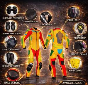 Traje de Carreras de Cuero Premium con Protección CE Nivel 2, Cortavientos, Unisex, para Todas las Estaciones, Equipamiento de Motociclismo con Armadura para Pista - Product Image 3