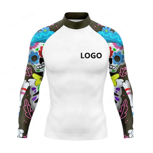 New Stitched Unisex Rash Guards Custom Made Anti-Wrinkle Breathable Comfortable High Quality Polyester/Nylon UPF50+ Wholesale - Product Image 5