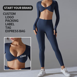 Ropa Deportiva de Yoga, Sujetador Deportivo, Leggings de Cintura Alta para Mujer, Logotipo Personalizado, Secado Rápido, Gimnasio, Entrenamiento, Spandex, Poliéster - Product Image 1