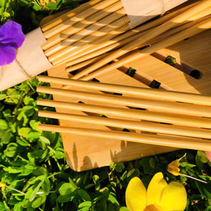 Baguettes en bambou réutilisables de qualité supérieure, baguettes en bois naturelles fabriquées à la main, vaisselle écologique durable pour la maison - Product Image 5