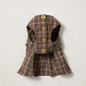 Robe pour chien ODM Taiwan Designer Vintage à carreaux boutonnée pour chiens - Product Image 6