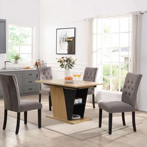 Tavolo da Pranzo Allungabile Moderno da 61,81 Pollici con Vano Portaoggetti Integrato, Struttura in Metallo Robusto e Base in MDF - Product Image 4