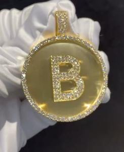 Pendentif personnalisable en moissanite véritable taille ronde de 4 carats plaqué or jaune 14K pour occasions festives - Product Image 5