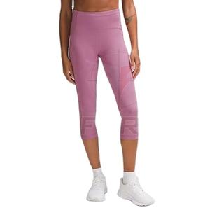 Leggings de Yoga de LICRA de poliéster sin costuras para mujer, ropa deportiva personalizada para levantamiento de glúteos, gimnasio, paneles de malla acanalada, color sólido - Product Image 1