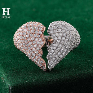 Anillo de Oro 14K Personalizado de Hip Hop con Corazón Roto, Anillo de Hombre con Diamantes Cultivados en Laboratorio, Anillo de Huesca con Micro Pavé de Moissanita Grande - Product Image 5