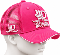 Casquette Snapback 5 Panneaux en Maille Rose OARH_INT INDUSTRY MC-1281, Polyester/Coton, Logo en Caoutchouc en Relief sur le Devant, Décontractée, Unisexe, Ajustement Réglable