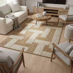 JUTE MACHINE MADE MODERN FLORAL Braid Box Design <b>Rugs</b> and Carpets Eco-Friendly 100% Jute Stain Resistant Anti-Bacteria - Product Image 1