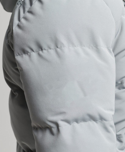 Veste matelassée à capuche pour homme, gris clair, coupe-vent, fermeture éclair, vêtement d'hiver décontracté, rembourrage épais en polyester, coupe régulière - Product Image 6