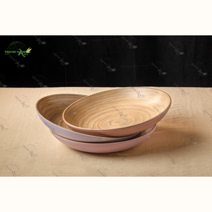 Assiette à manger en bambou écologique classique du Vietnam durable et biodégradable pour les fêtes - Product Image 2