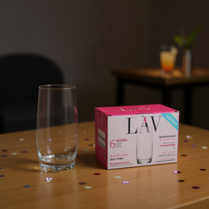 6 Vasos de 390cc, Transparentes, de Vidrio Premium, Diseño Minimalista para Fiestas - Product Image 3