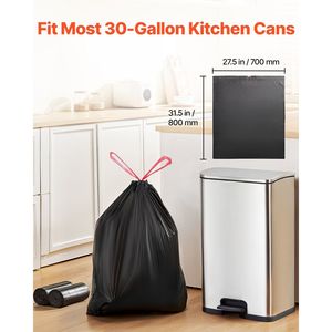 ถุงขยะแบบมีเชือกผูก ขนาด 30 แกลลอน หนาพิเศษ ทนทาน 50 ใบ  สำหรับครัวเรือน  นำกลับมาใช้ใหม่ได้  ของใช้จำเป็นในครัวเรือน - Product Image 4