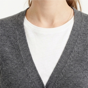 Custom Slim Fit Knitted V-Neck <b>Cardigan</b> <b>Sweater</b> Women Casual Style Front Logo University College Womens Clothing - Product Image 4