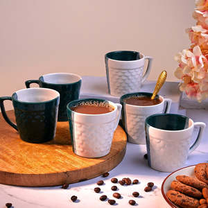 ชุดถ้วยชาเซรามิคลายเกล็ดปลาทะเลและไข่มุก 6 ใบ - Product Image 1