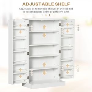 41\" Modern Freestanding Storage Cabinet White <b>Kitchen</b> <b>Pantry</b> Double Doors Adjustable Shelves for Living Room-Made Metal Plywood - Product Image 5