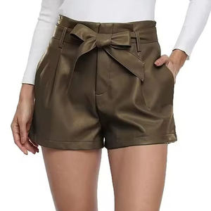 Shorts en cuir véritable pour femmes, fabriqués en usine, de haute qualité, élégants, respirants, à prix abordable, style streetwear. - Product Image 5