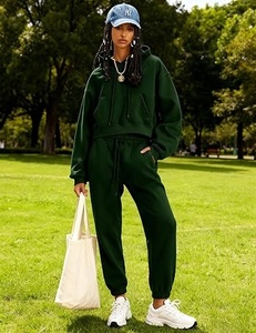 Conjunto deportivo de punto para mujer, sudadera con capucha y pantalones jogger, de secado rápido y transpirable, top corto y sudadera. - Product Image 5