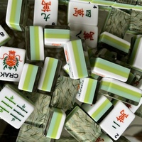 Ubin Mahjong Hijau Bambu dengan Gambar Wajah, Set Akrilik 160 Buah untuk Meja Mahjong Rumah dan Pasokan Ritel