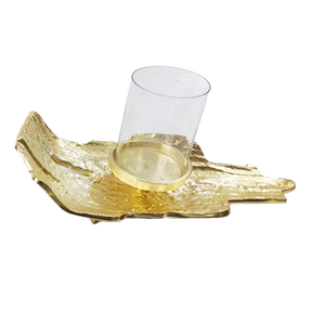 Portavelas de cristal y metal que complementa sin esfuerzo el ambiente tanto interior como exterior, bellamente elaborado por BRUSHSTROKE. - Product Image 5