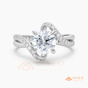 925 Silver Round Moissanite Engagement Ring Twisted Band Wedding Ring Bridal Promise Jewelry Gift for Women USA Fine Jewelry USA - Product Image 5