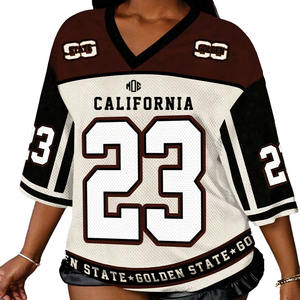 Camiseta de Fútbol Americano Oversize para Mujer, Transpirable, con Cuello en V, Estilo Urbano, Uniforme de Equipo, Impresión de Número Personalizado, Proveedor OEM - Product Image 2