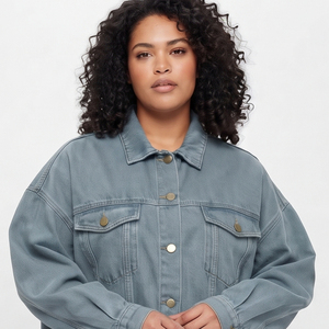 Veste en jean délavé pour femme, style américain, manches longues, col rabattu, veste longue en jean ample, vestes en jean pour femmes - Product Image 5