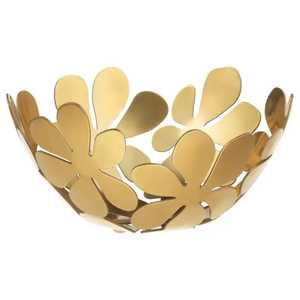 Modern Gold Flower Petal Fruit Bowl Cutout Metal Wire <b>Basket</b> Luxury Aluminum Floral Centerpiece Table Snack <b>Display</b> Tray - Product Image 1