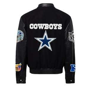 เสื้อแจ็คเก็ตหนังสไตล์สตรีทแวร์กันลมรักษ์โลกสีดำ - Product Image 2