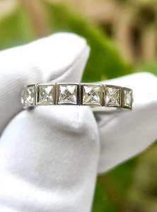 Anillo de eternidad completo con diamantes de moissanita de corte francés romántico para unisex, plata fina 925 original, sorpresa de boda para novia - Product Image 3