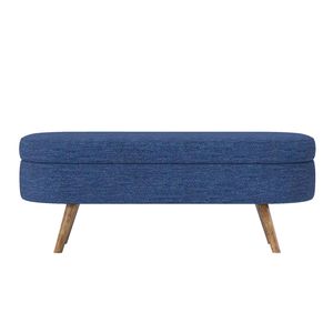 Panca contenitore ovale blu con gambe in legno di gomma 43,5"x16"x16" per camera da letto - Product Image 6