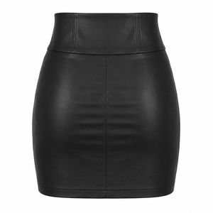 Jupe en cuir véritable pour femme avec fermeture éclair, taille naturelle, écologique, teinte unie, idéale pour les soirées d'hiver - Prix promotionnel - Product Image 2