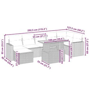 Ensemble de canapés de jardin en rotin beige, mobilier d'extérieur avec coussins en mousse haute densité, design contemporain imperméable - Product Image 6