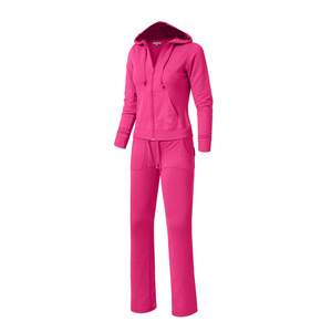 Women's Pink Hooded Tracksuit <b>Full</b> <b>Zip</b> <b>Sweatshirt</b> With Side Pockets Casual Solid Color Joggers Set Winter Wear - Product Image 4