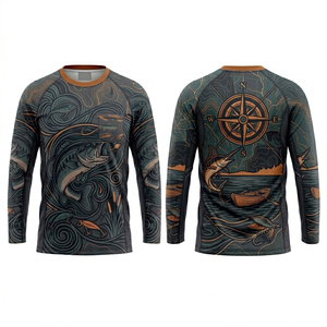 Maillot de pêche personnalisé OEM, design entièrement sublimé, chemise de pêche performante, séchage rapide, respirant, anti-UV, vêtements de pêche - Product Image 3