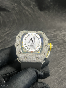 AARVA JEWELS Montre de plongée mécanique de luxe pour homme Miyota, boîtier polygone 44 mm, acier inoxydable, bracelet en caoutchouc 20 mm, chronographe analogique-numérique - Product Image 6