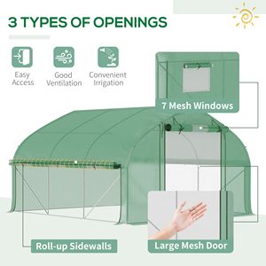 Grande 11.5 'walk-In alta serra a Tunnel con rete porta e finestre per uso giardino - Product Image 4