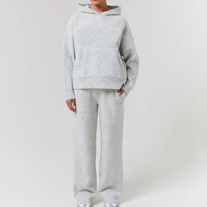 Men's Custom <b>Plus</b> <b>Size</b> Hooded Streetwear Two-Piece <b>Set</b> Oversized Casual Long Sleeve Sweatpants Tracksuit 100% Cotton for Winter - Product Image 3