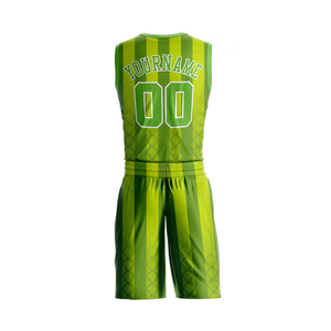 Conjuntos de Entrenamiento de Baloncesto para Jóvenes, 100% Poliéster, Transpirables, de Secado Rápido, Color Verde, Uniformes Personalizados por Sublimación para Clubes de Baloncesto - Product Image 3