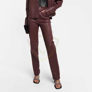 Pantalones de cuero para mujer de PU con nuevo diseño de moda, con MOQ bajo en diferentes colores, pantalones de cuero para mujer más vendidos. - Product Image 2