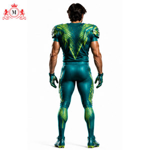 Men's Green Leaf Pattern Football Uniform Sublimation Print Breathable Polyester Adult Sports Gear - Product Image 2